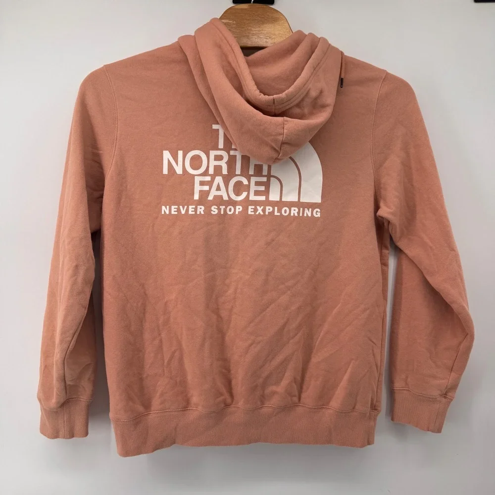 The North Face Hoodie Mens Large Clay Pink Graphic Back Pullover Pocket